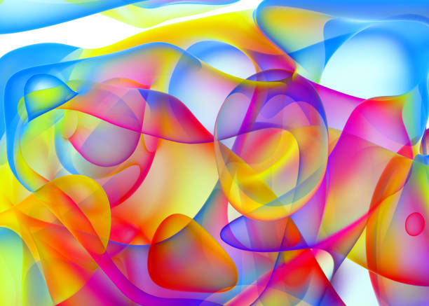 istock 3d render of abstract art 3d background texture in curve wavy elegance spiral organic lines forms with multi layer effect in blue purple yellow gradient color 1352956608