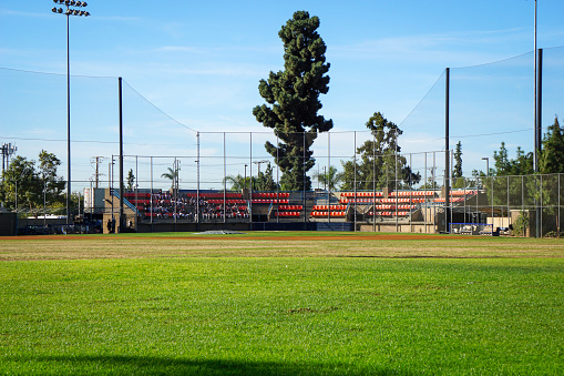 Baseball field and stadium from outfield