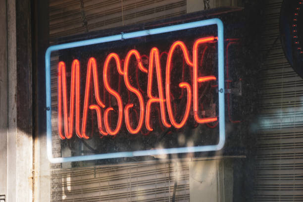 Massage Red neon massage sign bordello stock pictures, royalty-free photos & images