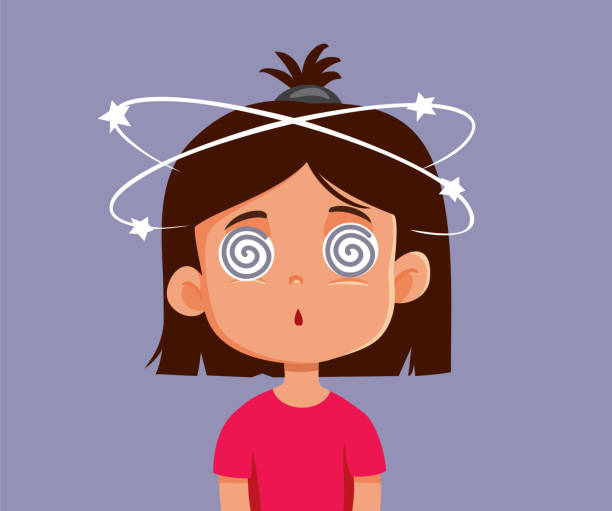 Dizzy Child With Vertigo Symptoms Vector Cartoon Illustration Stock  Illustration - Download Image Now - iStock