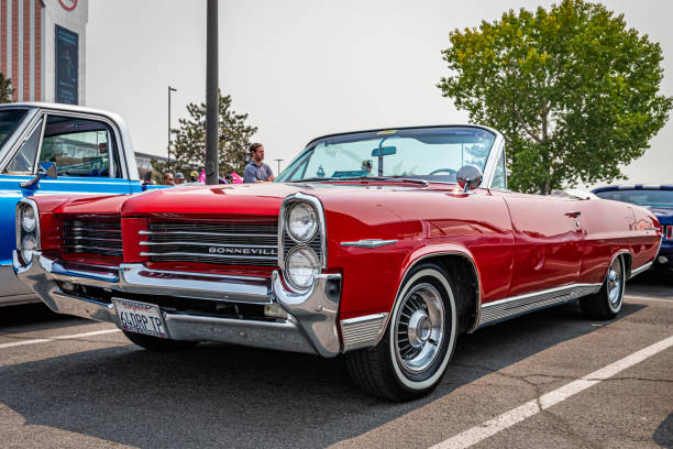 1964 Pontiac Bonneville Convertible Reno, NV - August 6, 2021: 1964 Pontiac Bonneville Convertible at a local car show. 1964 stock pictures, royalty-free photos & images