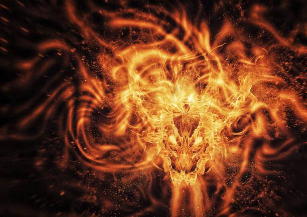 istock Illustration of a burning dragon swirling 1352980249
