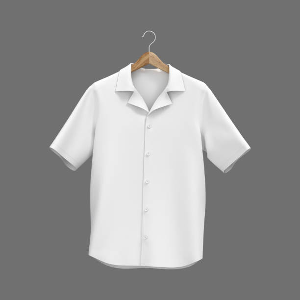 maquete de camisa de acampamento de manga curta - shirt button down shirt hanger clothing - fotografias e filmes do acervo