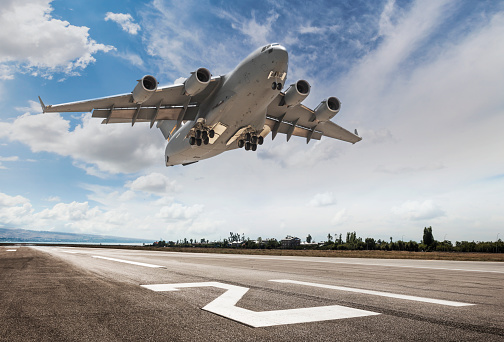 C-17 Globemaster Military Cargo Airplane Taking Off