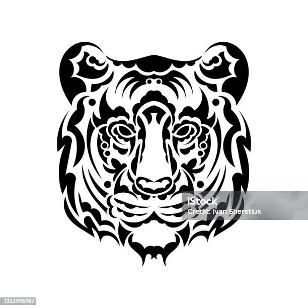 The Tigers Face Is Made Up Of Patterns Lion Tattoo Isolated On White  Background Vector Illustration Stock Illustration - Download Image Now -  iStock