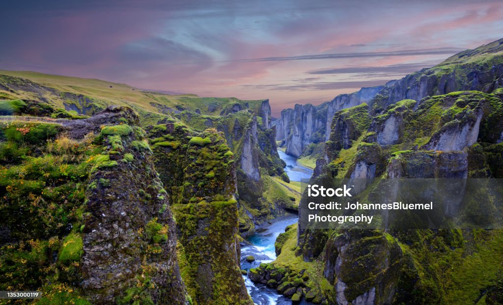 Sunset in Iceland an iclandic sunset Canyon Stock Photo