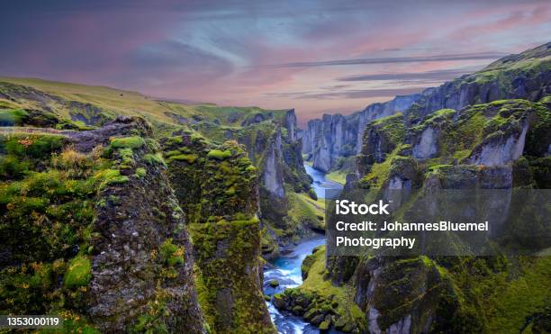 Sunset In Iceland Stock Photo - Download Image Now - Canyon, Color Image, Europe