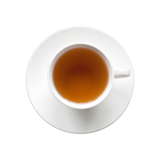 istock Top view of a cup of tea isolated on a white background. 1353005309