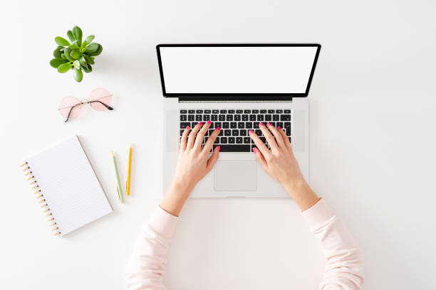 Woman using laptop. Online shopping concept