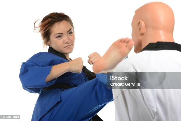 Tae Kwon Do Whip Stock Photo - Download Image Now - Black Belt, Women, 18-19 Years