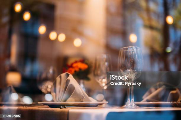 Beautiful Table Decor For A Romantic Dinner Outdoors Stock Photo - Download Image Now
