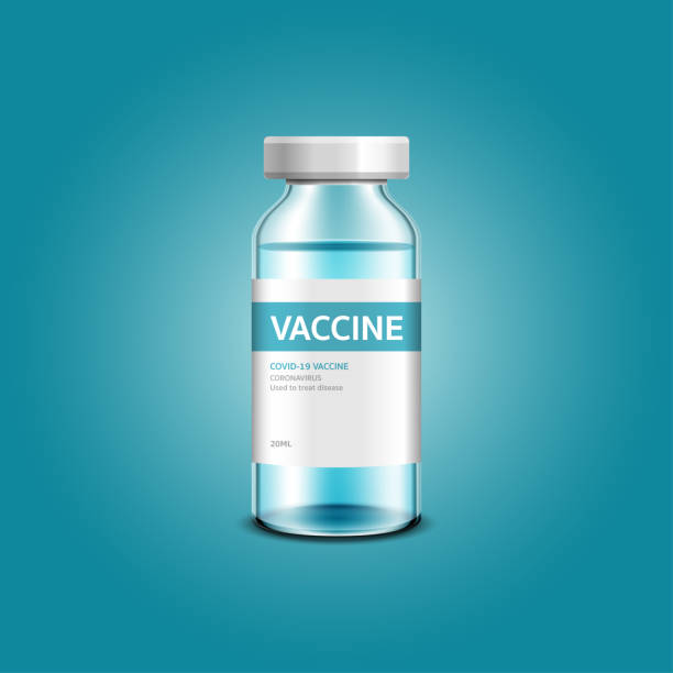 istock Coronavirus vaccine Covid-19 vector background. Vaccine vial for covid19 immunization treatment. Isolated vector illustration 1353017827