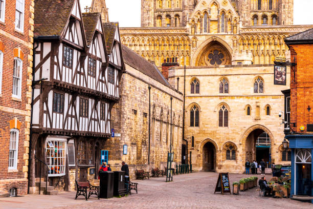 October 29, 2021 – Lincoln, United Kingdom. Lincoln City is a victorian style city which people from all over the world come to enjoy, see and explore the architecture of the past and present.