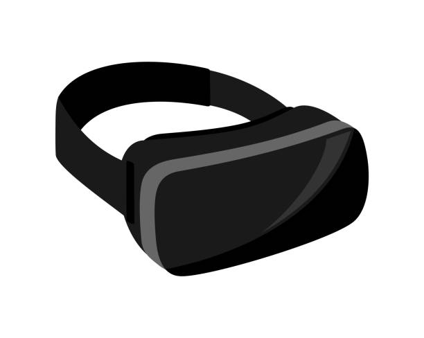 istock Black and gray virtual reality glasses isolated on a white background. Side and top view. Flat vector illustration 1353021586