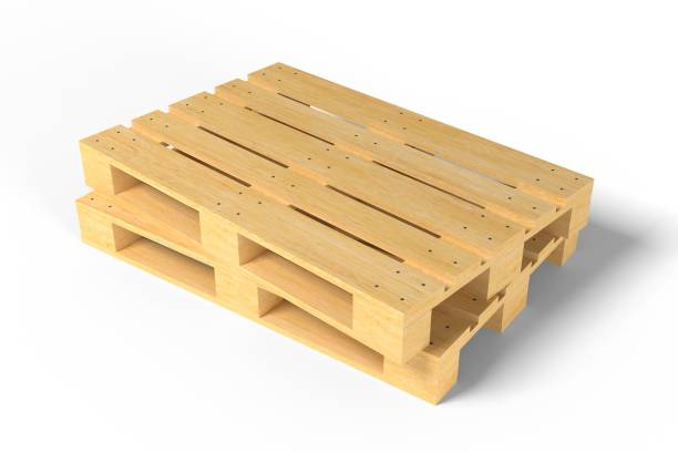 istock 3d render illustration wooden pallets isolated on white background. Realistic empty warehouse platforms for shipping boxes. Packaging and transportation of goods. Stack of wood tray. Euro pallets. 1353022798