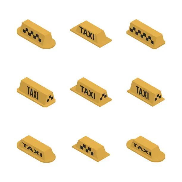 Vector illustration of Taxi checkers set, flat 3D vector illustration.