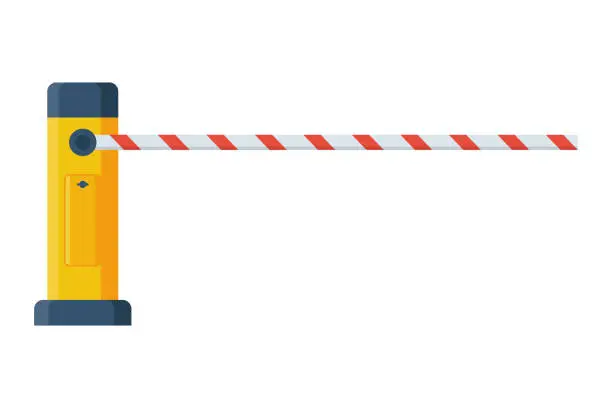 Vector illustration of Closed car barriers. Parking car barrier gate.