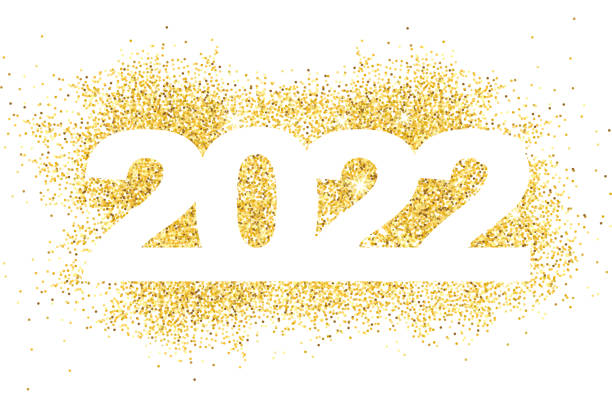 istock Happy New Year 2022. Gold dust in numbers. Vector flat gold 1353032687