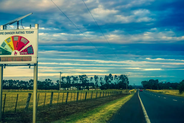istock A road sign indicating the danger of fire in Australia. 1353035202