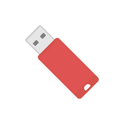 USB flash drive icon. Colored silhouette. Top view. Vector simple flat graphic illustration. The isolated object on a white background. Isolate.