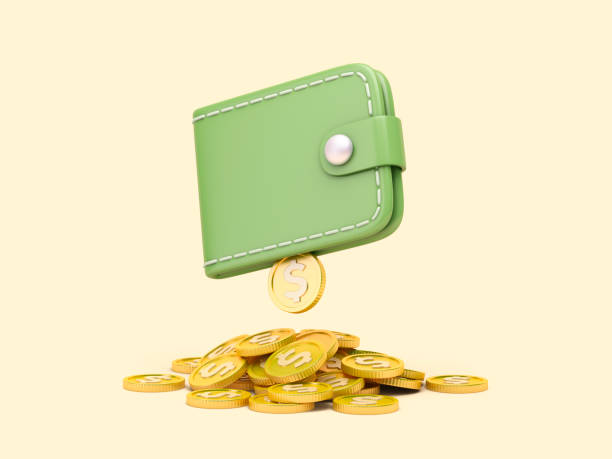 istock Green wallet with gold coins 1353041888