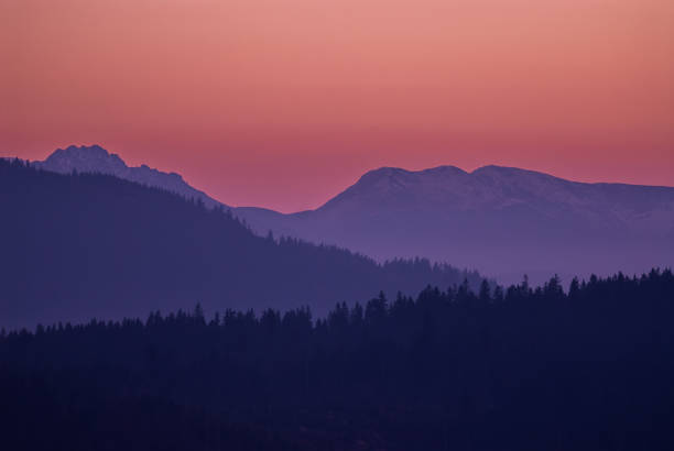 istock Mountain peaks at sunset, Beskids, Poland 1353045279