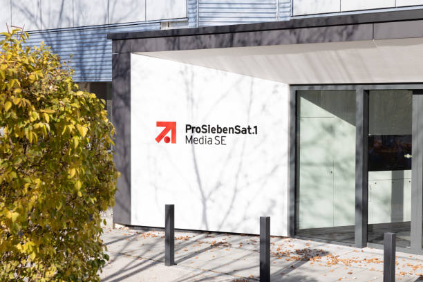 Logo of the German Media company ProSiebenSat.1 Media SE on an office building stock photo