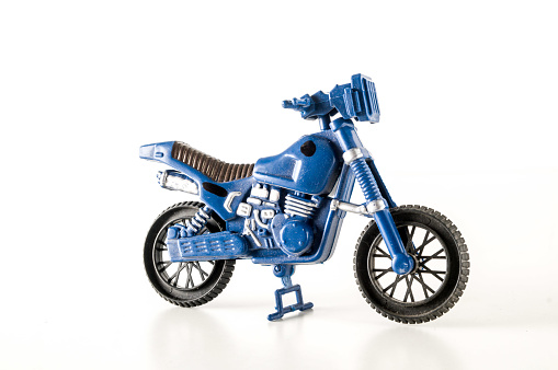 Close-up of toy motorbike motorcycle Object on a White Background