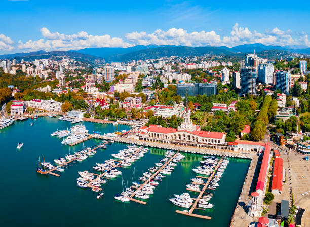 istock Sochi aerial panoramic view, Russia 1353057078