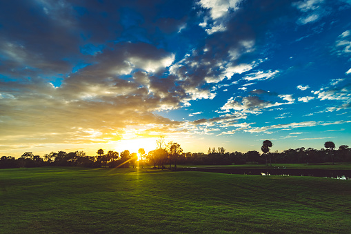 Beautiful scenic on Okeeheelee public golf course in West Palm Beach Florida