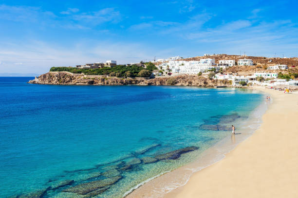 istock Mykonos island beach, Greece 1353068108