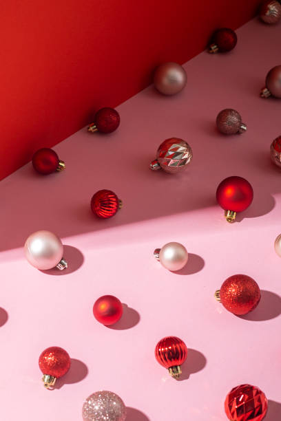 istock Decorative balls on a pink background. Christmas and New Year concept. 1353069448