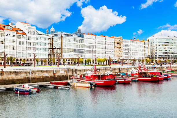 istock Yachts at A Coruna port, Spain 1353071769