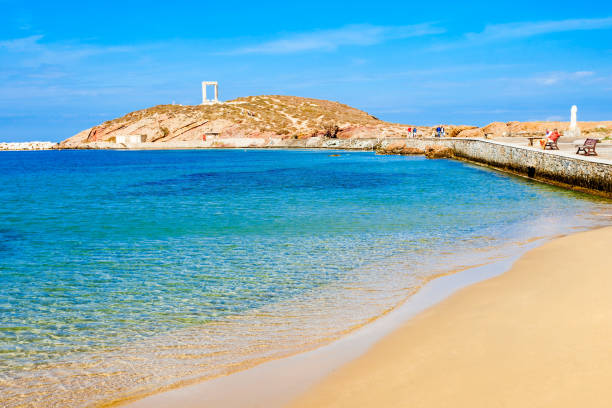 Naxos city beach, Greece Naxos city beach on Naxos island in Greece cyclades islands stock pictures, royalty-free photos & images