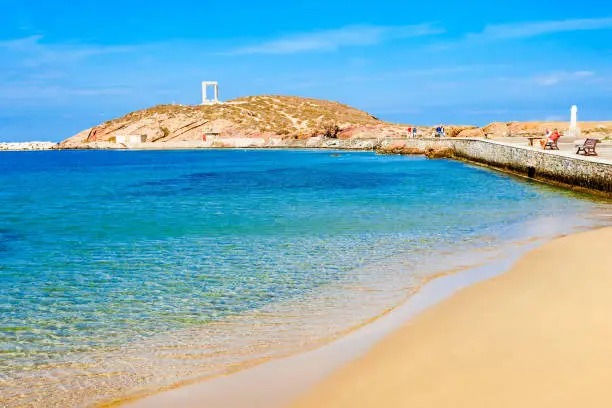 Naxos city beach on Naxos island in Greece