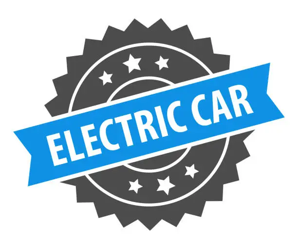 Vector illustration of Electric Car - Stamp, Imprint, Seal Template. Grunge Effect. Vector Stock Illustration