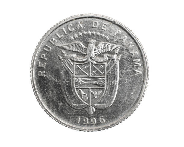 istock Panama quarter balboa cents coin on white isolated background 1353074576