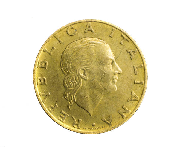 istock Italy two hundred lira coin on white isolated background 1353074592