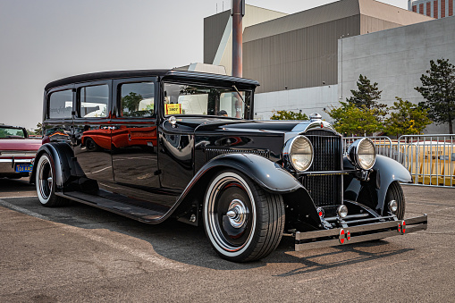 Reno, NV - August 6, 2021: 1929 Packard Deluxe Eight Hearse at a local car show.