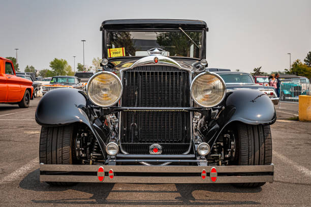 1929 Packard Deluxe Eight Hearse Reno, NV - August 6, 2021: 1929 Packard Deluxe Eight Hearse at a local car show. 1920 1929 stock pictures, royalty-free photos & images
