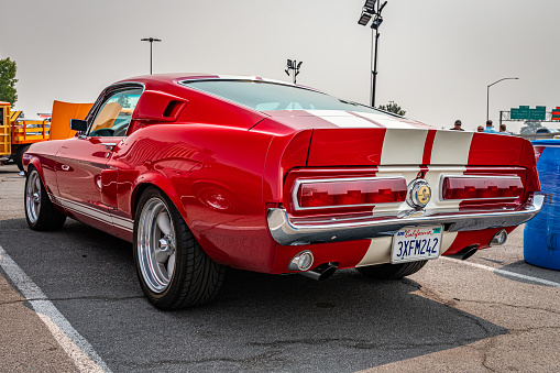 Reno, NV - August 6, 2021: 1967 Shelby Cobra GT500 fastback coupe at a local car show.