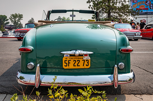 Reno, NV - August 6, 2021: 1949 Ford Custom Convertible at a local car show.