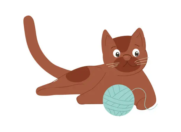 Vector illustration of Cat with thread