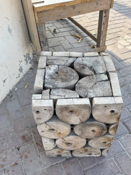 istock Table made of wood cut from trees 1353077022
