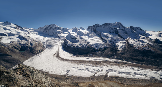 Nice and clear afternoon on the Aletsch glacier near Interlaken, Switzerland