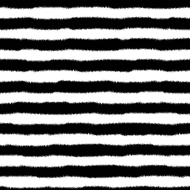 illustrations, cliparts, dessins animés et icônes de lignes horizontales audacieuses à l’encre noire isolées sur fond blanc. motif sans couture rayé monochrome. illustration graphique simple et plate dessinée à la main. texture. - uneven in a row striped pattern