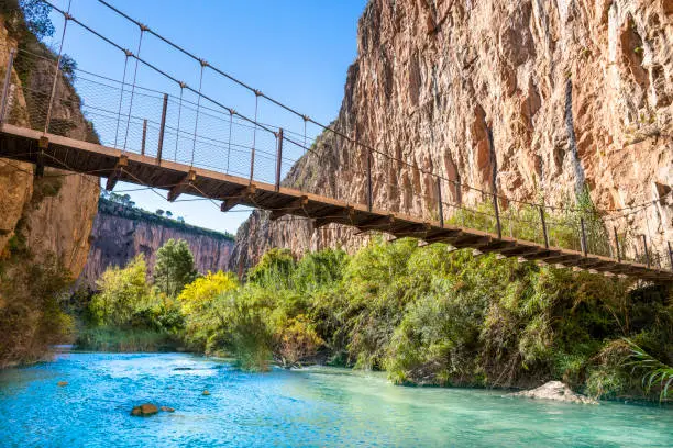 Photo of Chulilla hanging bridges suspension bridges on Turia river, Los C