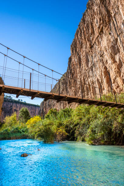 istock Chulilla hanging bridges suspension bridges on Turia river, Los C 1353088708