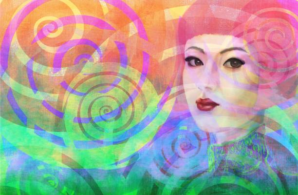 istock Painterly portrait of an asian girl in impressionism style 1353092214