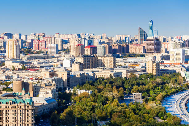 istock Baku aerial panoramic view 1353096617